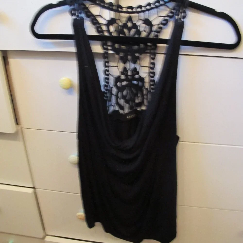 Venus Lascana cowl neck lacy racerback tank top - Picture 1 of 4